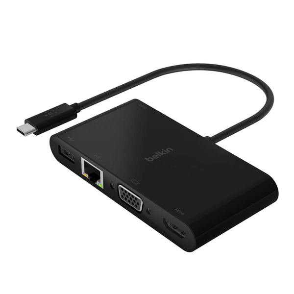 USB-C Multimedia + Charge Adapter (USB-C To Gbe, Hdmi, Vga, USB-A, 100W PD)